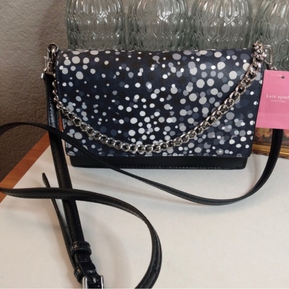 Kate Spade Cameron Convertible Crossbody Black with Multi-Colored Dots - Picture 7 of 8